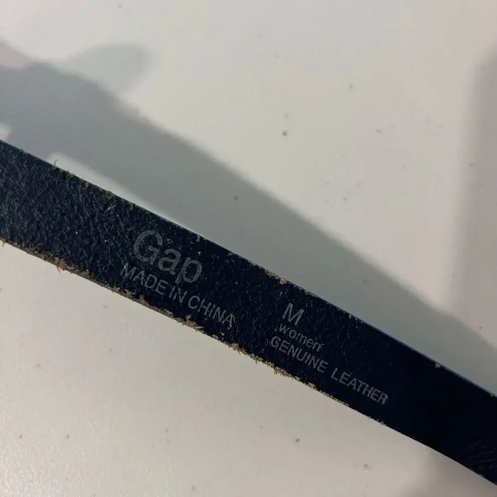 GAP Blue Genuine Leather Silver Utility Buckle Belt Size Medium